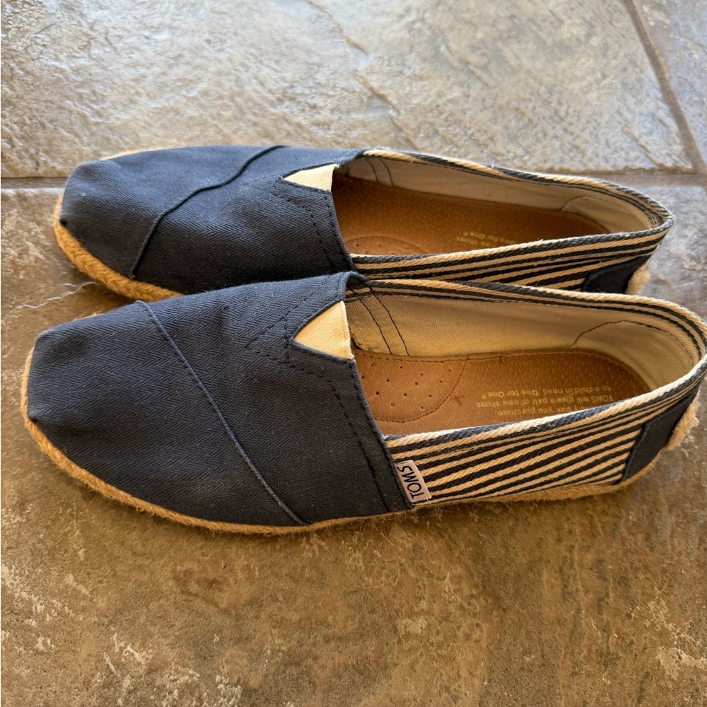 TOMS Navy Classic Alpargata Canvas Slip-On Shoes